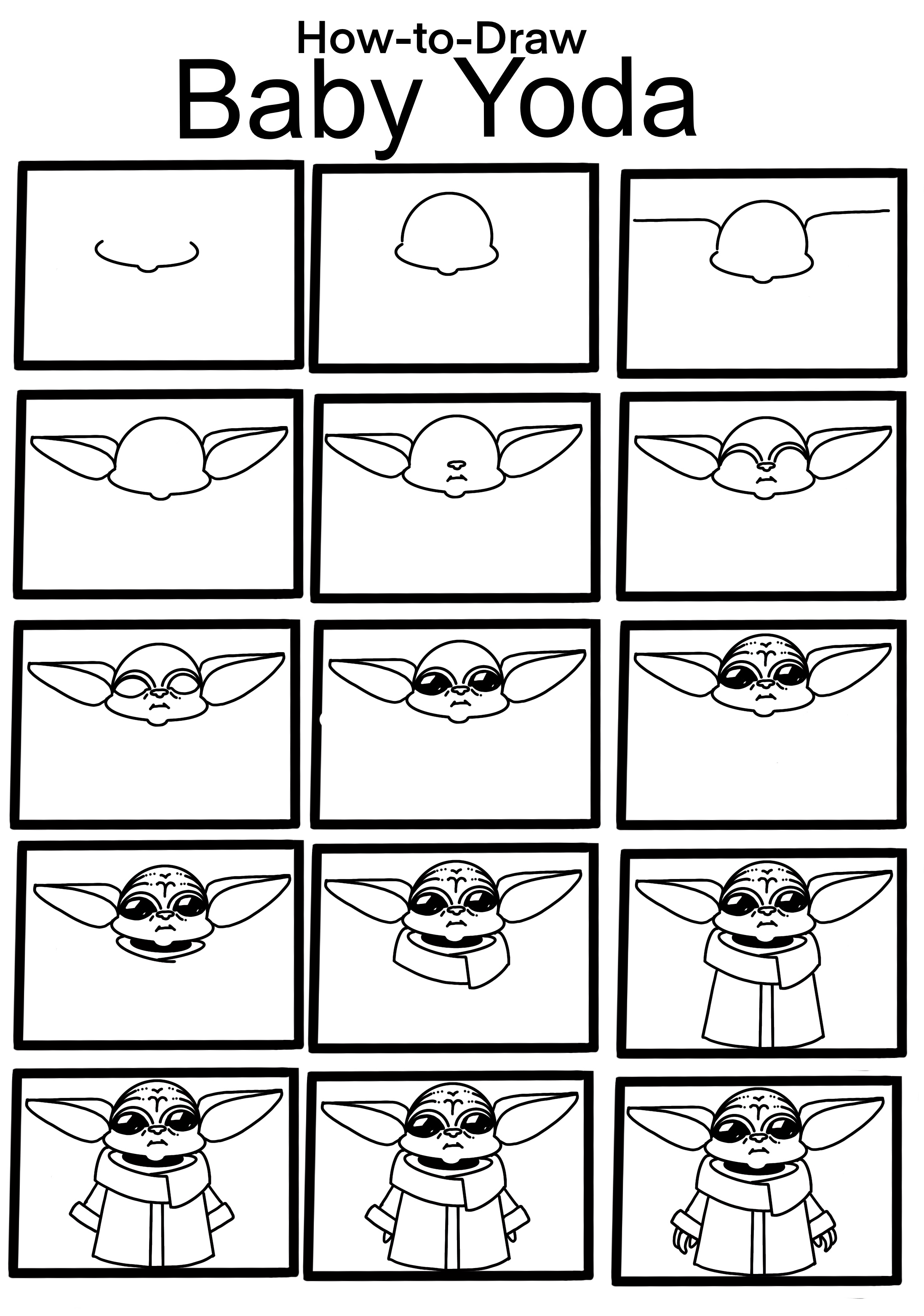 How to Draw Baby Yoda from the Mandalorian - Easy and Cute Drawing Tutorial
